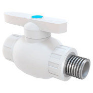 Кран шаровый ПП 20х1/2" наружная резьба белый  РосТурПласт 17136