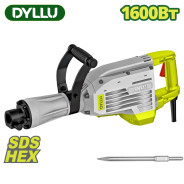 Отбойный молоток,220-240 В, 1600 Вт, 1750уд/мин, 45 Дж, SDS-Hex,   DYLLU DTDB1D80