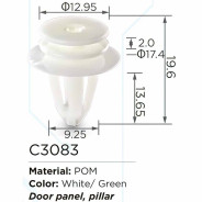 Клипса для крепления внутренней обшивки а/м Фольксваген пластиковая (100шт/уп.)  клипса ...Forsage C3083(VW)