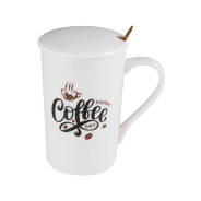 Кружка керамическая с крышкой и ложкой, 350 мл., COFFEE DAY  PERFECTO LINEA 17-350701