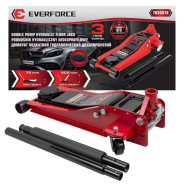 Домкрат подкатной гидравлический низкопрофильный двухпоршневой с резиновой накладкой 3т (h min 75мм,...EVERFORCE EF-T830018