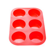 Форма для выпечки, силиконовая, прямоугольная на 6 кексов, 26х17.5х3 см, красная  ...PERFECTO LINEA 20-000415