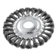 Щетка для УШМ, 125 mm, Плоская, крученая нержавеющая проволока 0.5 mm, посадка 22.2 mm Denzel ...Сибртех 746323