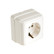 Розетка 1-ая открытая, с заземлением кремовая, BRON,  MUTLUSAN 2160 100 0202