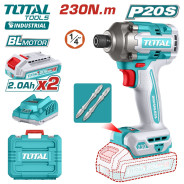 Гайковерт , 1/4'', 2900 об.мин, 230 Нм, 20В, 2АКБ 2,0 А/ч,  TOTAL TIRLI2023