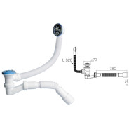 Сифон для ванны низкий h 120mm, с выпуском и переливом 70 mm, с гибкой трубой 40х40/50  ...AV Engineering AVE129730