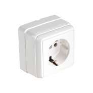 Розетка 1-ая открытая, с заземлением, керамика, белая, BRON,  ...MUTLUSAN 2160 103 0201