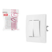 Выключатель 2 клав. (скрытый, 10А) белый, Steen,  LEIDEN ELECTRIC 806032