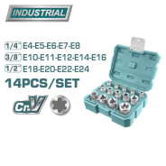 Набор головок 1/2", 1/4", 3/8", Torx 4-24мм,   (14шт)TOTAL THKTETS0114