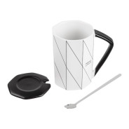 Кружка керамическая с крышкой и ложкой, 380 мл., Simple lines (Размер: 7.8 x 11.5 см)  ...DURALEX 30-781150