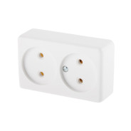 Розетка 2-ая, открытая, без заземления, белая, Эконом, РА16-009,  ...ЮПИТЕР JP7421-03