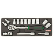 Набор головок 1/2" 8-24мм 6гр. 15пр. метал.кейс PROLINE  Toptul GCAT1502