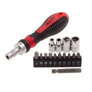 Отвёртка реверсивная с набором бит и насадок торцевых, CrV, 1/4", 16 шт.  ...Matrix 11332