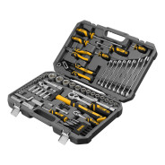 Набор инструментов, 1/2", 1/4", CrV, S2, пластиковый кейс, 84 предмета  ...DENZEL 15802