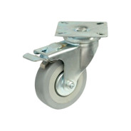 Опора колёсная d50 mm на площадке с фиксатором, резиновая  ...STARFIX SMF-10527