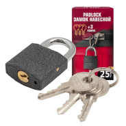 Замок навесной (дужка 4мм, пространство для замка 14х12мм, 3 ключа)  ...FORCEKRAFT FK-W-Black(FB)25