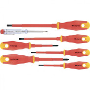 Набор отверток диэлектрических до 1000 В, тестер, двухкомпонентные рукоятки, 7 предм.  ...Сибртех 12936