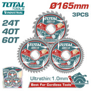 Диски пильные по дереву D 165х20 24T/40T/60T   (3шт)TOTAL TAC236165