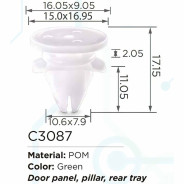 Клипса для крепления внутренней обшивки а/м  Вольво пластиковая (100шт/уп.)  клипса C3087(Volvo)...Forsage C3087(BMW/Volvo)