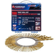 Сверла по металлу, набор 100пр. 1-10мм  Forsage F-924U100