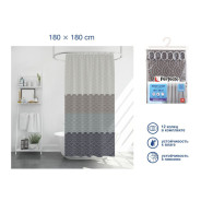 Шторка для ванной (12 колец в комплекте), 180x180 см, Harmony, волны (Материал: полиэстер (текстильн...PERFECTO LINEA 36-118118