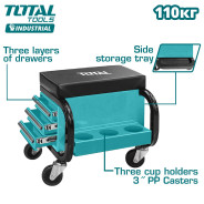 Сиденье механика на колесах с 3-мя ящиками  TOTAL THCS103