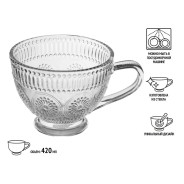 Кружка стеклянная, 420 мл, серия Royalty  PERFECTO LINEA 30-420100
