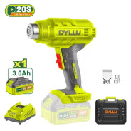 Фен строительный (термовоздуходувка) аккумуляторный, 20В, 1АКБ 3.0 А/ч,  ...DYLLU DTKH1B01