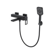 Смеситель для ванны D35-A черный, серия 810  (Короткий поворотный излив. Эксцентриков нет, лейка и ш...ECONOCE EC0817BL