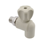 Кран шар. ПП для радиатора 20х1/2" угл., сер.  FV Plast AA290020012