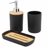 Набор для ванной комнаты 3пр. (дозатор для мыла, подставка для зубных щеток, лоток для аксессуаров) ...La and Te beaute LT-BSP-7BK