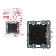 Розетка компьютерная 1xRJ45 (скрытая, механизм, Cat5e) черная, Steen  ...LEIDEN ELECTRIC 806103