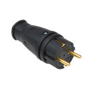 Вилка с заземляющим контактом, 16А, 250В, каучук, черная (В16-001)  ...ЮПИТЕР JP7602-01