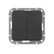 Выключатель 2 клав. проходной (скрытый, 10А) карбон, Astrum  BYLECTRICA С(6+6) 10-3563 карбон