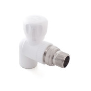 Кран шаровый ПП для радиатора 20х1/2" угловой, белый  РосТурПласт 27807