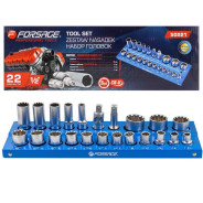 Головки, набор 22пр., 1/2", 10-32мм (универс.профиль)  Forsage F-50221(Q)(6)