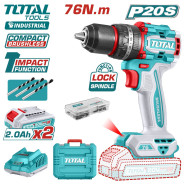 Дрель-шуруповерт ударная, 20В, 2АКБ 2,0 А/ч, 2000 об.мин, 76 Нм,   ...TOTAL TIDLI20768