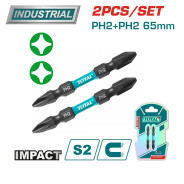 Бита ударная двухсторонняя PH2 + PH2 65 мм   (2шт)TOTAL TACIM72PH265