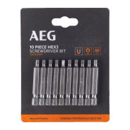 Набор бит Hex 3, 50 мм AEG ASDH35010 (10 шт)AEG Powertools 4932479519