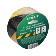 Лента ПВХ клейкая для разметки 50ммх25м (лента для маркировки, оградительная черно-желтая, толщ. 0,1...ВОЛАТ 53050-25