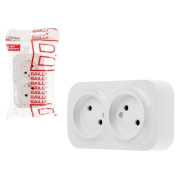 Розетка 2-ая (открытая, б/з) белая, Bailly  LEIDEN ELECTRIC 8760908060064