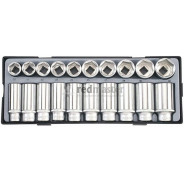 Набор головок короткие+глубокие 1/2", 20-32мм, 20пр. 6-гр. в лотке  ...Force T4203