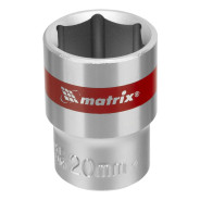 Головка торцевая, 20 mm, 6-гранная, CrV, под квадрат 1/2", хромированная  ...Matrix 13120
