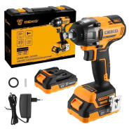 Гайковерт аккумуляторный, 1/2", 20В, 2АКБ 3,0 А/ч, 2450 об.мин, 350 Нм,  DEKO ZKIS20...Deko 081-1013