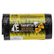 Мешки для мусора, 30 л, 50 шт, "Е-Ромашка", черные (48х57.5 см/ 5.6 мкм)  ...РОМАШКА ЕЛР30-50/20