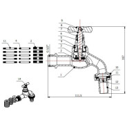 Кран водоразборный 1/2" нар. настенный со штуцером, (вход 1/2" х выход 3/4")  ...AV Engineering AVE168012