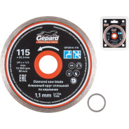 Алмазный круг 115х22 мм по керамике сплошн.ультратонкий (сухая и мокрая резка, тонкий рез 1.1мм, дис...GEPARD GP0814-115