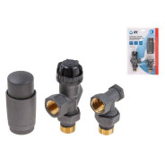 Комплект кранов для радиаторов 1/2" осевой Серый  AV Engineering AVE32012G