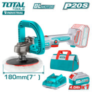 Полировальная машина, 20В, 1АКБ 4,0 А/ч, 2500 об.мин, 180 мм,   TOTAL TAPLI20181