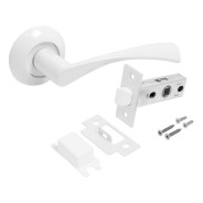 Комплект ручка и защелка АЛЛЮР АРТ "ОСКАР" W+L45-8 W (13110/S45) матовый белый  (20) (комп...УЗК 14675